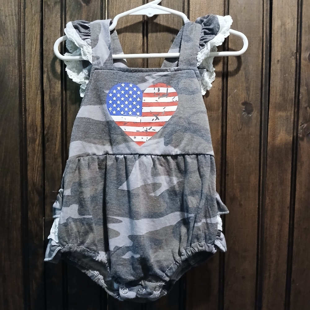 Marie Nicole camo heart bubble/ romper